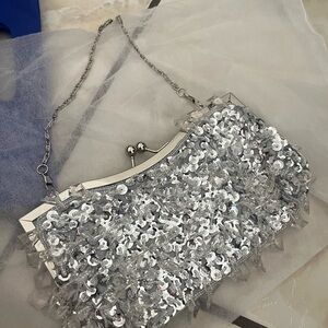 Silver Sequin Evening Clutch